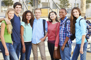 Group Of Teenage Pupils Outside Classroom